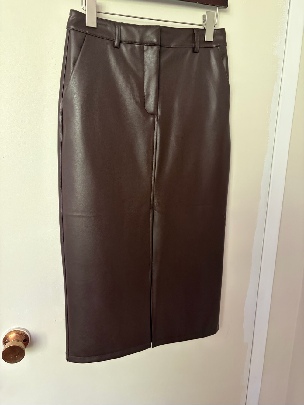 Dynamite Dark Brown Faux Leather Pencil Skirt